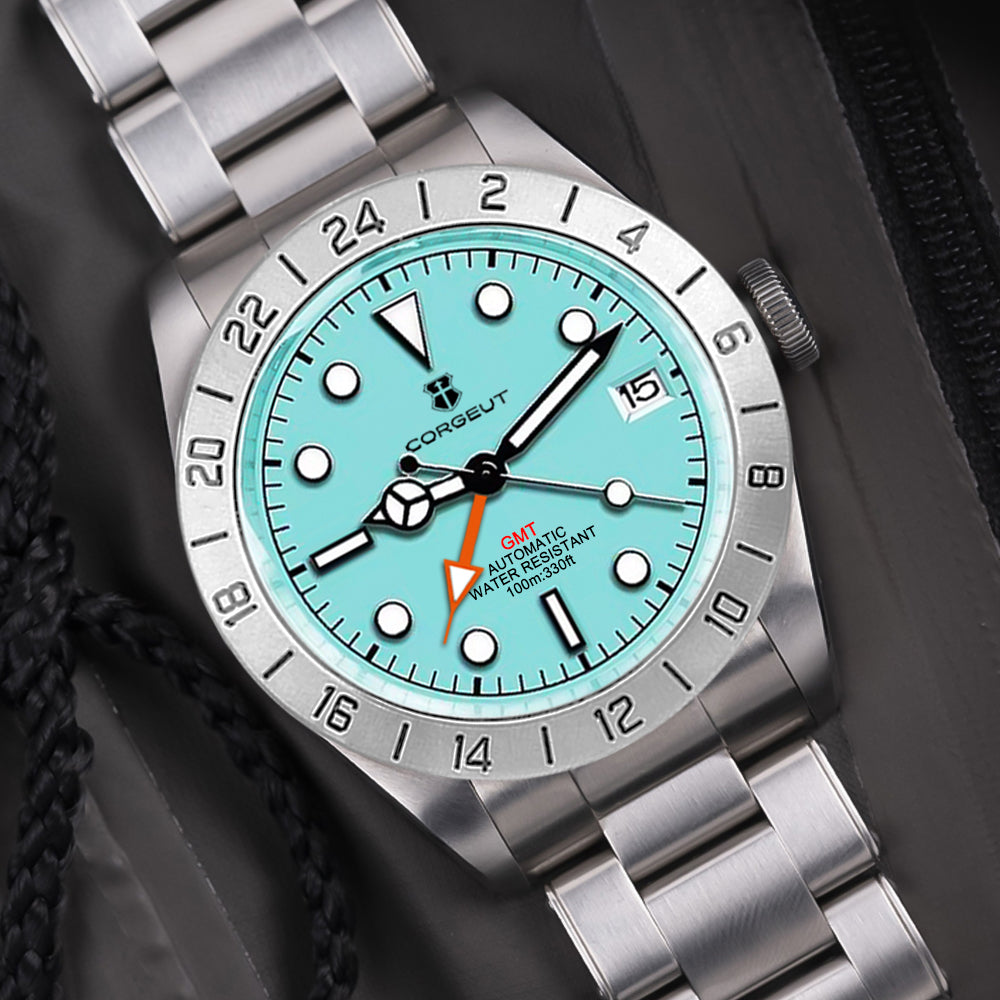 Corgeut 6005 Steel Steel Bracelet Automatic Watch