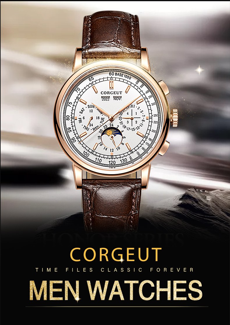 Corgeut 6016 Multifunction Automatic Watch - view 13
