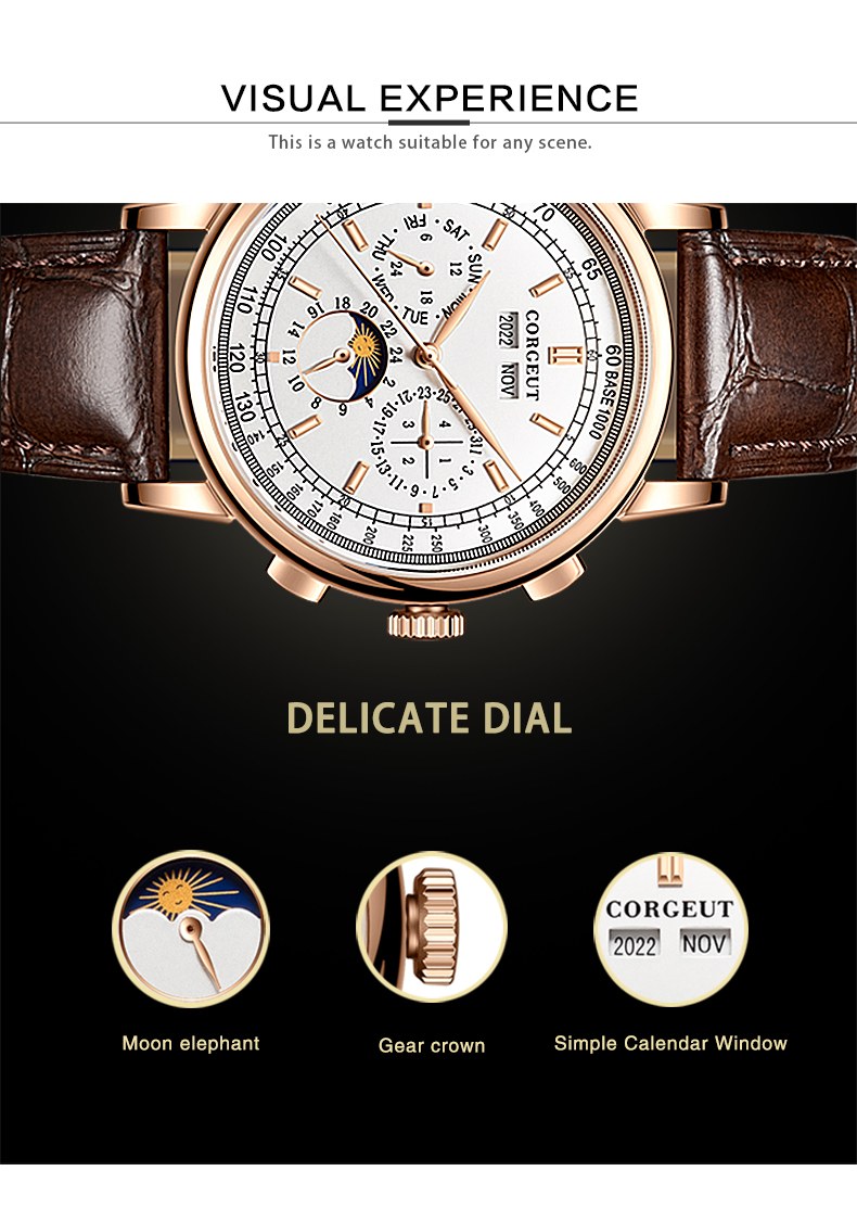 Corgeut 6016 Multifunction Automatic Watch - view 15