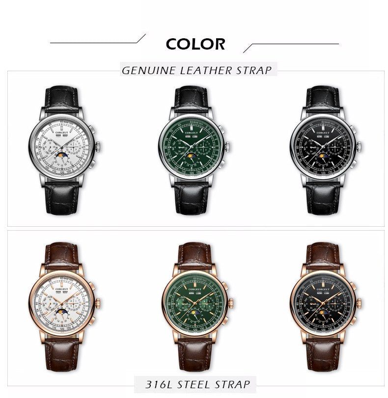 Corgeut 6016 Multifunction Automatic Watch - view 8
