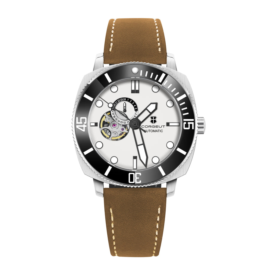 Corgeut 6030 Steel Leather Automatic Watch