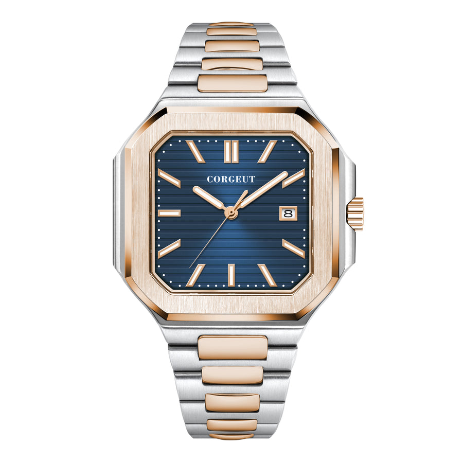 Corgeut 6032 Rose Gold Rose Gold Nails Leather Automatic Watch