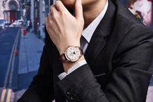 Corgeut 6651 Steel Leather Hand-Wound Watch