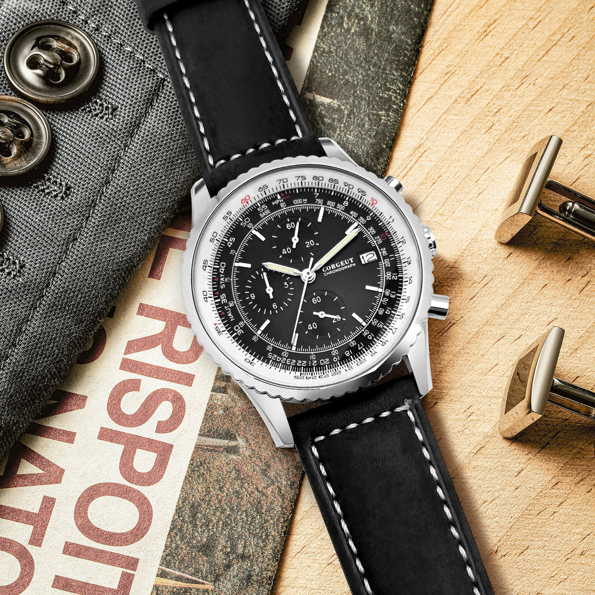 Corgeut 9001 Chronograph Quartz Watch - view 10