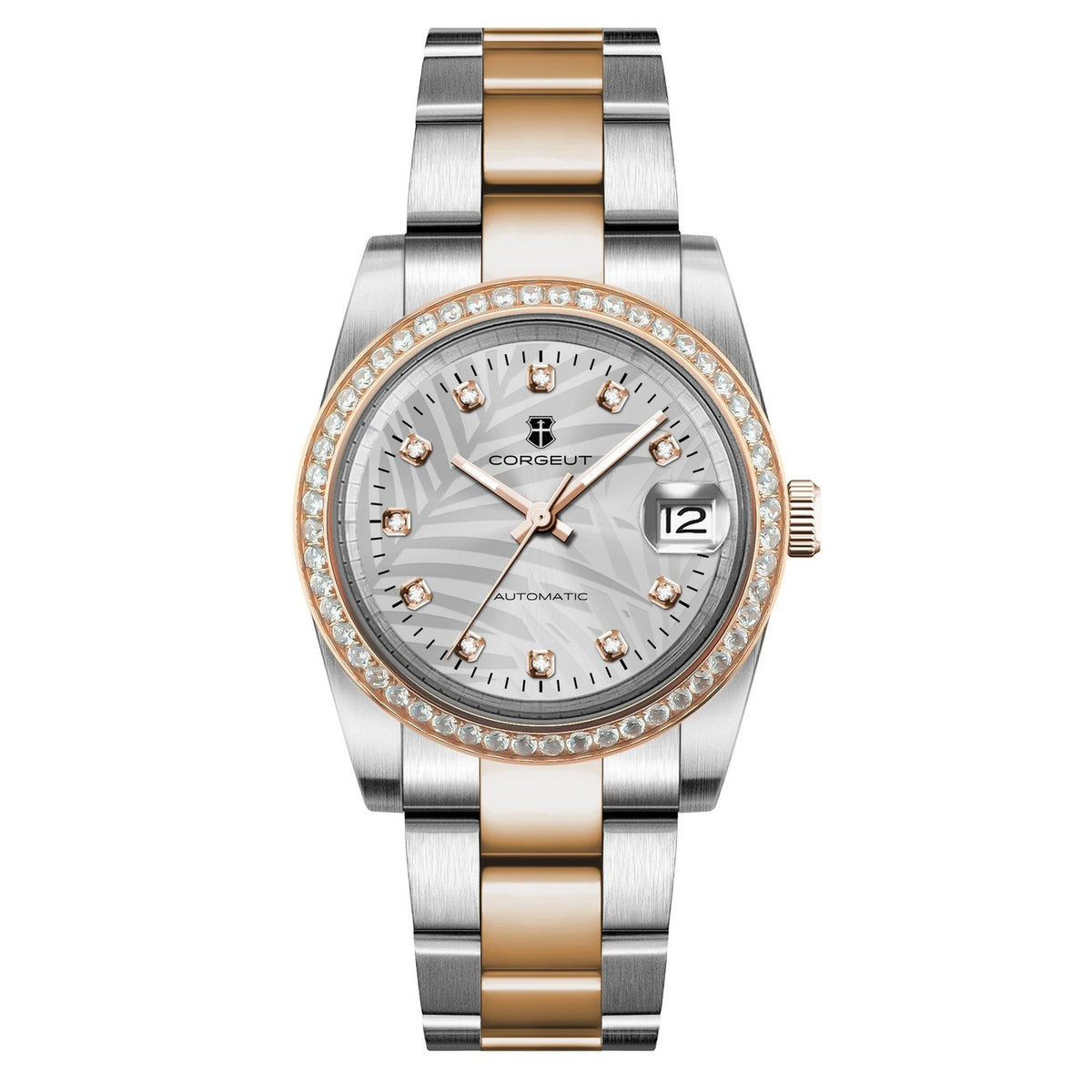 Corgeut 6002G Two-Tone Rose Matte Leather Automatic Watch
