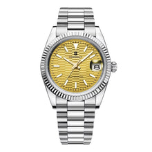 Corgeut 6002L Steel Fluted Bezel President Automatic Silver Nails
