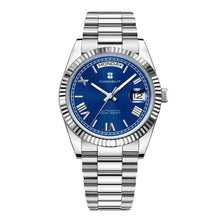 Corgeut 6002L Steel Fluted Bezel President Automatic Silver Nails