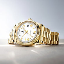 Corgeut 6002L Gold Fluted Bezel Gold Nails President Automatic Watch
