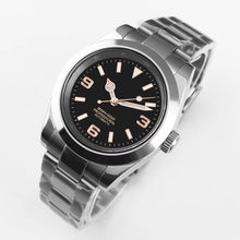 Corgeut 6002L Steel Slanted Bezel Matte Leather Automatic Watch