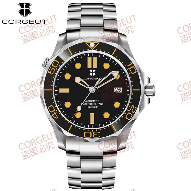 Corgeut 6008 Steel Steel Bracelet Automatic Watch