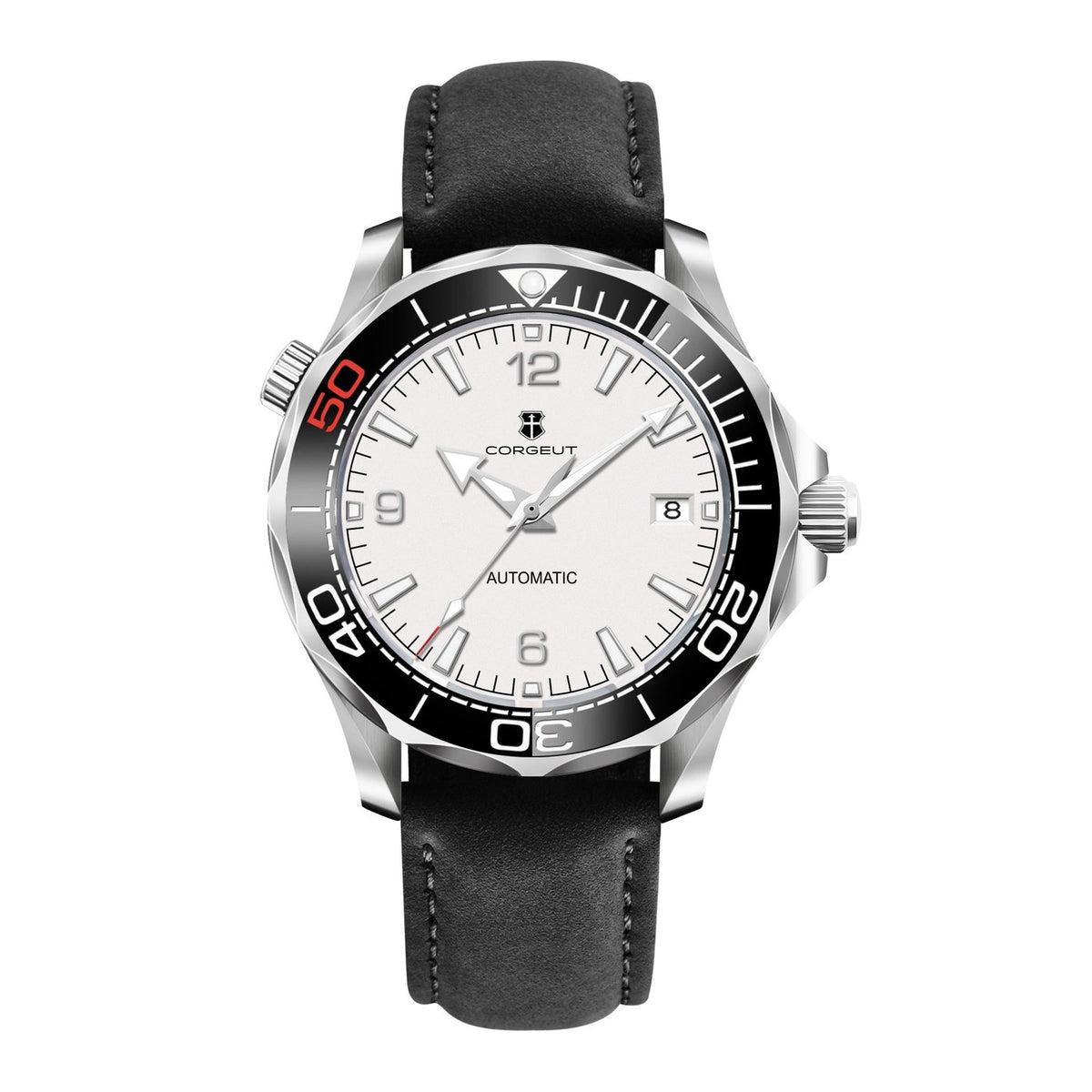 Corgeut 6008 Steel Leather Automatic Watch