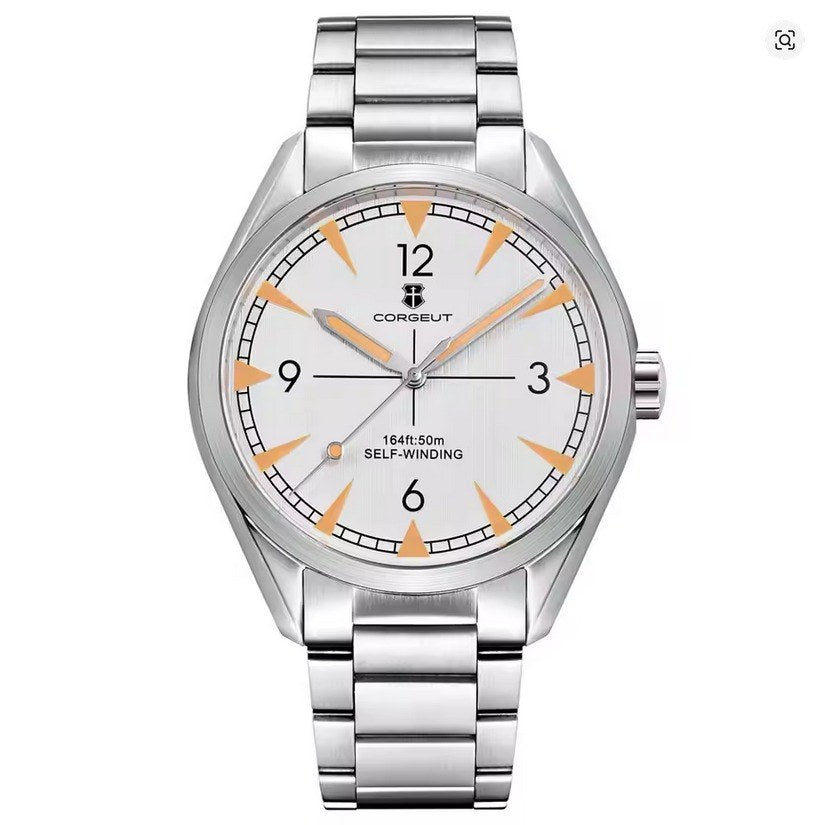 Corgeut 6010 Sandblasted Steel Bracelet Automatic Watch