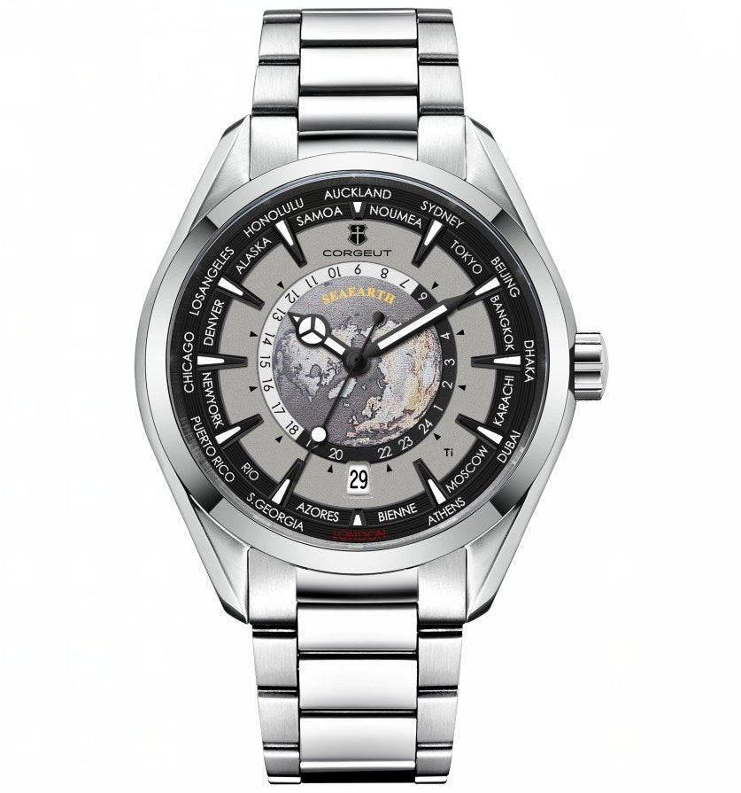 Corgeut 6010 Polished Steel Bracelet Automatic Watch