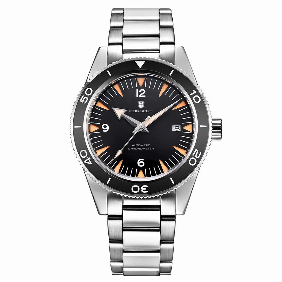 Corgeut 6013 Steel Black Bezel Steel Bracelet Automatic