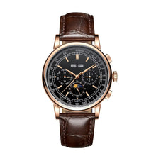 Corgeut 6016 Rose Gold Leather Hand-Wound Watch