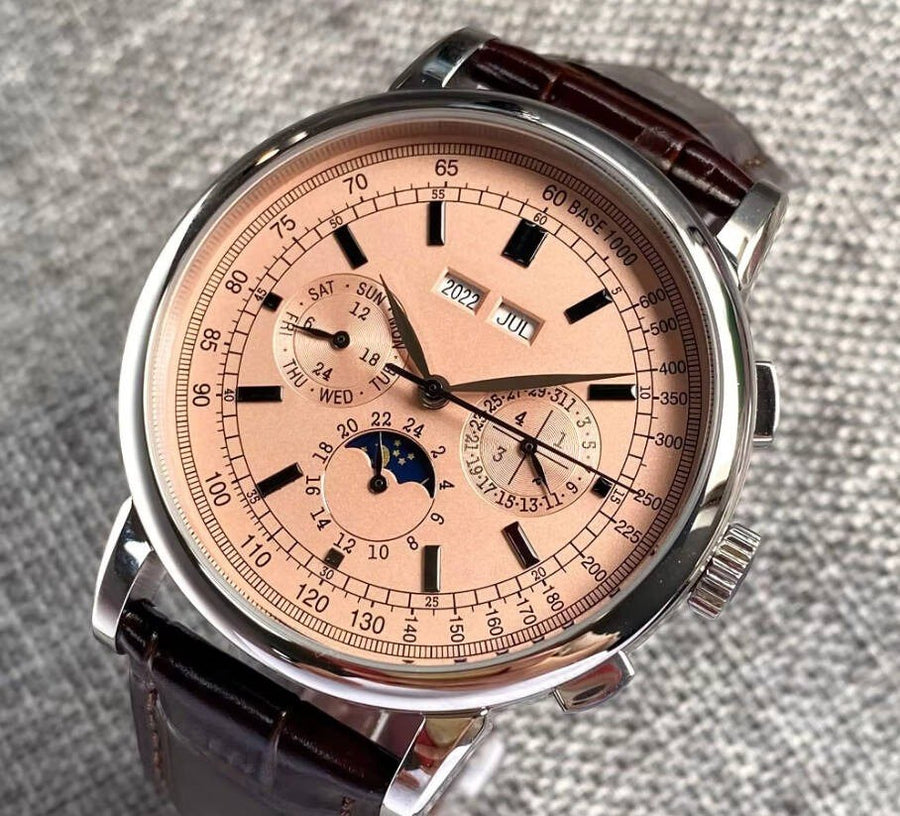 Corgeut 6016 Steel Leather Hand-Wound Watch