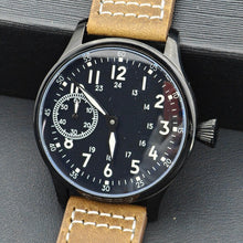 Corgeut 6023 Black PVD Leather Hand-Wound Watch