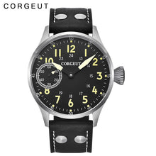 Corgeut 6025 Steel Leather Hand-Wound Watch