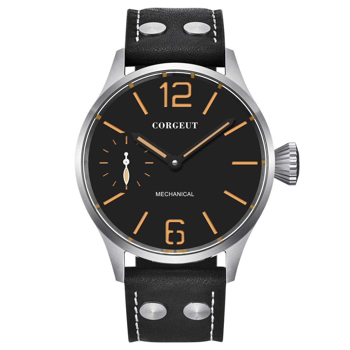 Corgeut 6025 Steel Leather Hand-Wound Watch