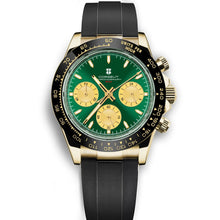 Corgeut 9002 Gold Black Bezel Rubber Quartz Watch