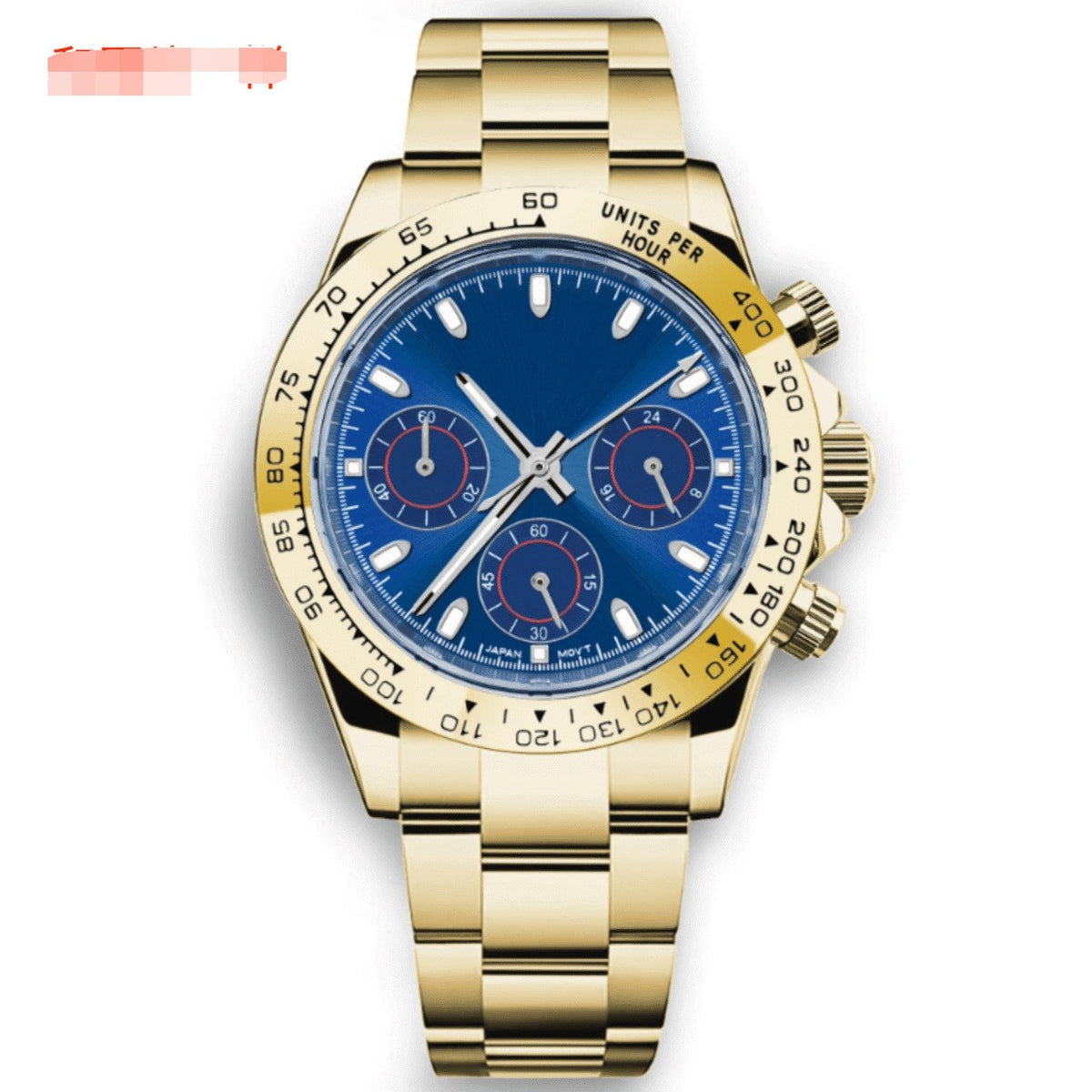 Corgeut 9002 Gold Smooth Bezel Steel Bracelet Quartz Watch